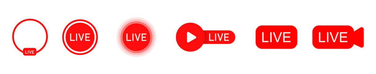 live red icon online stream video play vector illustration 