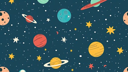Cosmic Illustration with Planets and Stars