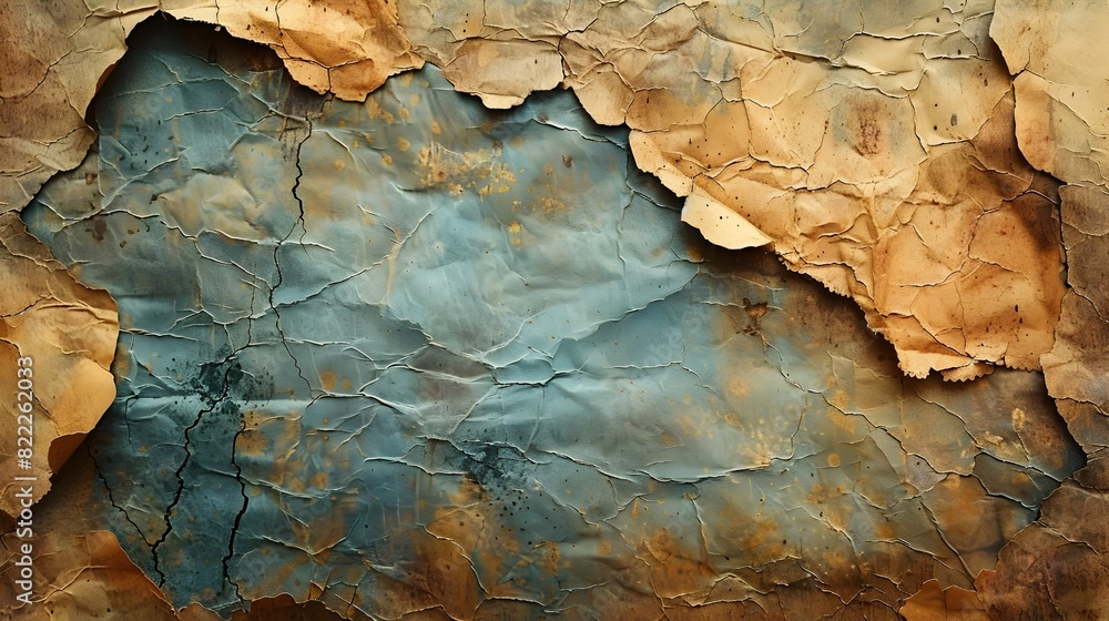 Poster aged and weathered rustic textural surface with cracked and peeling paint layers