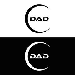 DAD logo. D A D design. White DAD letter. DAD, D A D letter logo design. D A D letter logo design in FIVE, FOUR, THREE, style. letter logo set in one artboard. D A D letter logo vector design.	
