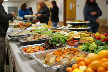 Obraz premium Potluck Dinner Celebration at Community Center