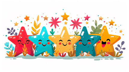 Obraz premium illustration of customer loyalty or retention with a star. positive feedback concept for highly effective business