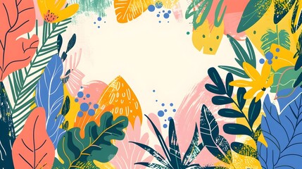 Vibrant Carnival Inspired Doodle Border with Botanical and Geometric Elements