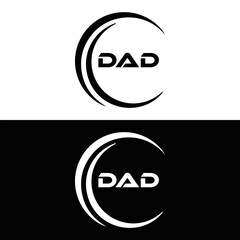 DAD logo. D A D design. White DAD letter. DAD, D A D letter logo design. D A D letter logo design in FIVE, FOUR, THREE, style. letter logo set in one artboard. D A D letter logo vector design.	
