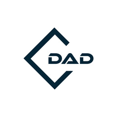 DAD logo. D A D design. White DAD letter. DAD, D A D letter logo design. D A D letter logo design in FIVE, FOUR, THREE, style. letter logo set in one artboard. D A D letter logo vector design.	
