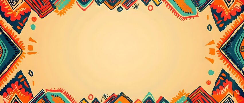 Vibrant and Abstract Patterned Border Design with Blank Central Space for Hispanic Heritage Month Mockup Background