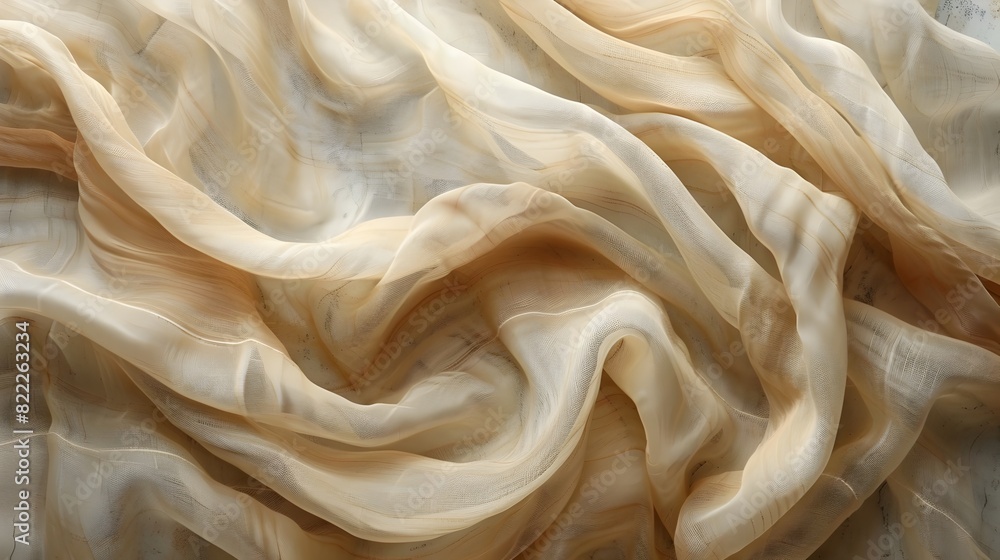 Poster billowing chiffon textures in soft neutral tones elegant draping fabrics with flowing organic moveme