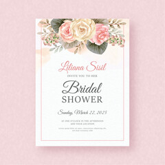 Obraz premium bridal shower invitation background with arrangement florals painting ornament