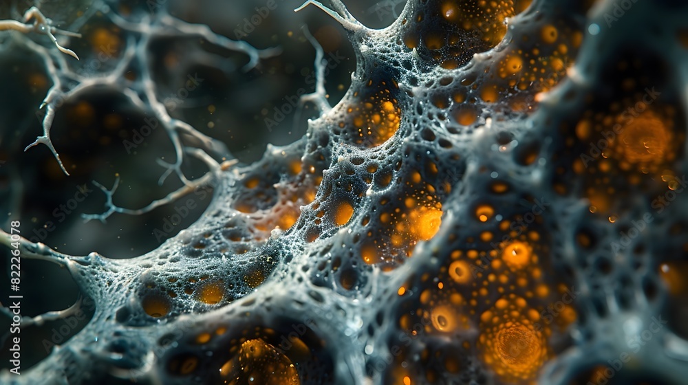 Poster captivating microscopic landscape of interconnected neural pathways