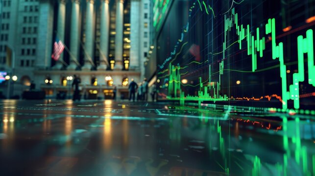 Modern S&P 500 Chart with NYSE Floor Background