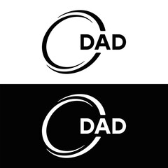 DAD logo. D A D design. White DAD letter. DAD, D A D letter logo design. D A D letter logo design in FIVE, FOUR, THREE, style. letter logo set in one artboard. D A D letter logo vector design.	
