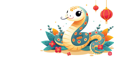 Chinese New Year snake illustration, with transparent background.