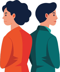 Back-to-back confidence: two people in profile