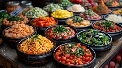 Obraz premium Culinary Tour through a World of Diverse Cultural Flavors A Global Gastronomic Adventure