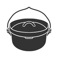 Dutch Oven Icon Silhouette Illustration. Camping Vector Graphic Pictogram Symbol Clip Art. Doodle Sketch Black Sign.