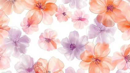 Delicate Watercolor Flowers and Leaves