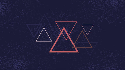 Fototapeta premium red geometric triangle on a spray of blue stars and dark canvas, geometric abstract background design for background, element, graphic, banner