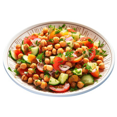 Chickpea salad with vegetables, isolated on transparent background Remove png, Clipping Path, pen tool 
