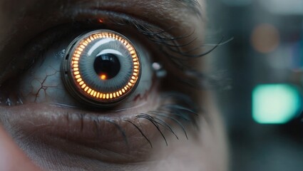 close up of eye post-apocalyptic world cyborg eyeballs in a dystopian eyeballs are equipped with advanced technology