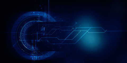 2d illustration Abstract futuristic electronic circuit technology background