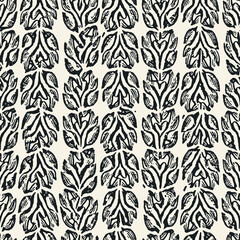 Monochrome Floral Motif Textured Pattern