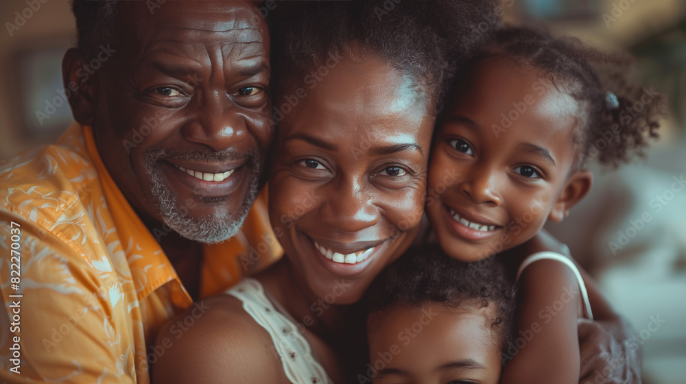 Wall mural Family members embracing, expressions of love, affection transcending words. Captures depth, beauty of unconditional love in family, sustaining individuals through life's joys, challenges.