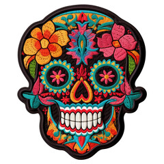 skull embroidered patch isolated, isolated on transparent background Remove png, Clipping Path, pen tool 