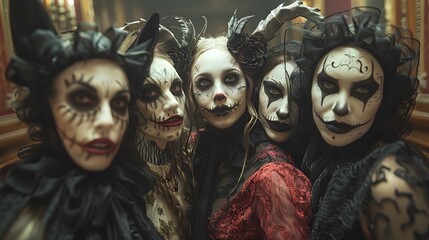 Halloween Transforms into a Mythical Creatures and Horror Icons Costume Party with Friends