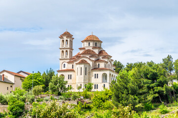 A view towards the Orthodox church in  Lezhe, Albania in summertime