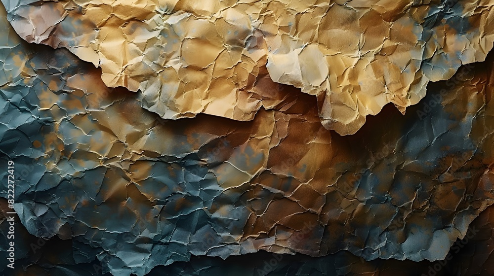 Poster intriguing crumpled paper texture backdrop with earthy tones and irregular patterns
