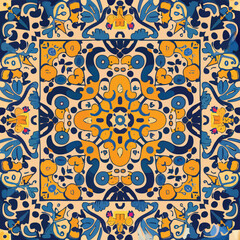 2d vector illustration colorful vintage Seamless hi res Portuguese tiles abstract Artwork
