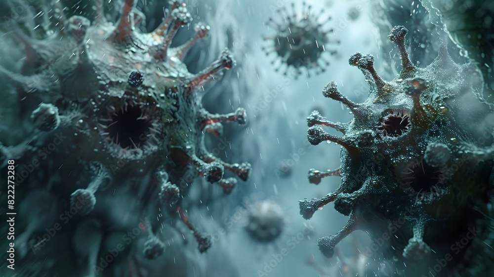 Aufkleber magnified view of coronavirus cells revealing the detailed structure and complexity of this pandemic