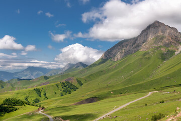 View from the Tsey Loam pass. In the upper reaches of the Dzheyrakh gorge. Republic of Ingushetia, Russia