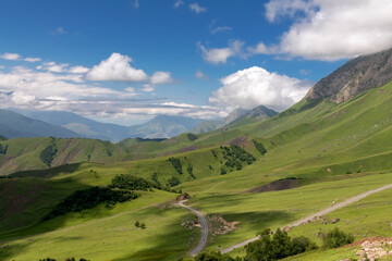 View from the Tsey Loam pass. In the upper reaches of the Dzheyrakh gorge. Republic of Ingushetia, Russia