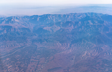 Plane Window View, Aircraft Fly Landscape, Looking from Plane Cabin, Plane Window Aerial View
