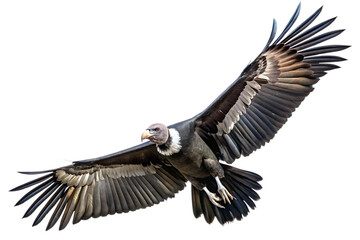 Obraz premium Condor Bird Flying in the air with open wingspan on white background,PNG.AI GENERATED