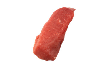 Veal pieces raw isolated on white background.