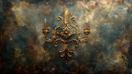 Ornate Brass Candelabra Wall Sconce with Intricate Baroque Inspired Metalwork