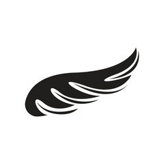 Black wings icons. Wings badges. Feather silhouette