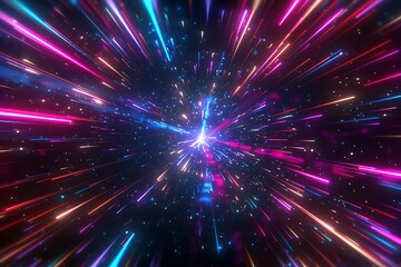Fototapeta premium Lightspeed time travel background showcasing a fast journey through star galaxies and cosmos exploration. 