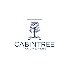 Cabin tree logo vector illustration