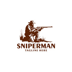 Hunter and sniper logo vector illustration