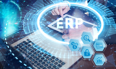 Business, Technology, Internet and network concept. Enterprise resource planning ERP concept.