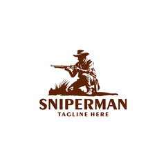 Hunter and sniper logo vector illustration