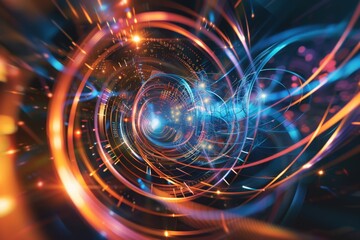 Obraz premium Artistic depiction of qubits in an entangled state