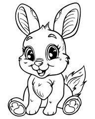Cute isolated animal, flowers, fairies coloring page