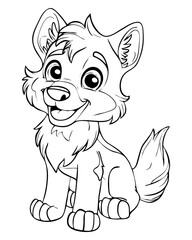 Fototapeta premium Cute isolated animal, flowers, fairies coloring page