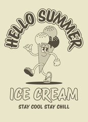 Ice Cream Mascot Vintage Character Vintage
