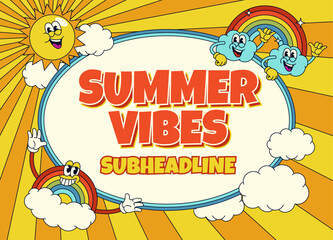 Retro Summer Background Design Illustration