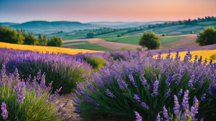 Obraz premium lavender field in the morning